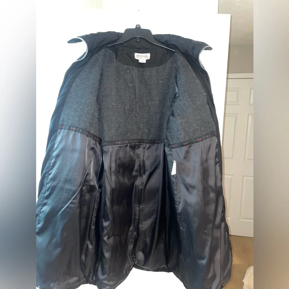Michael Kors Black Long Quilted Puffer Coat with High Collar